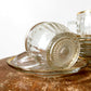 1950s French Cut-Glass Gold-Trimmed Demitasse Cups and Saucer Sets