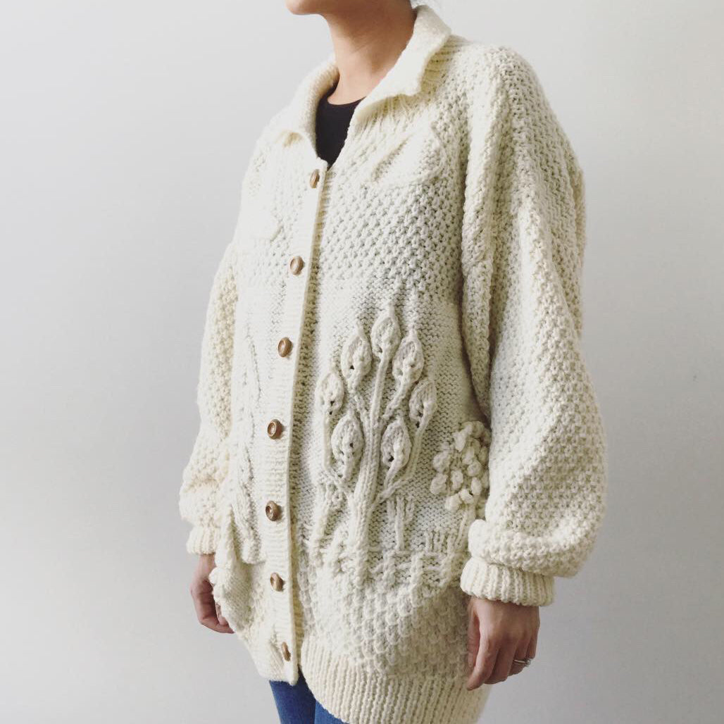 Cream Soft Happy Home Handmade Knit Cardigan