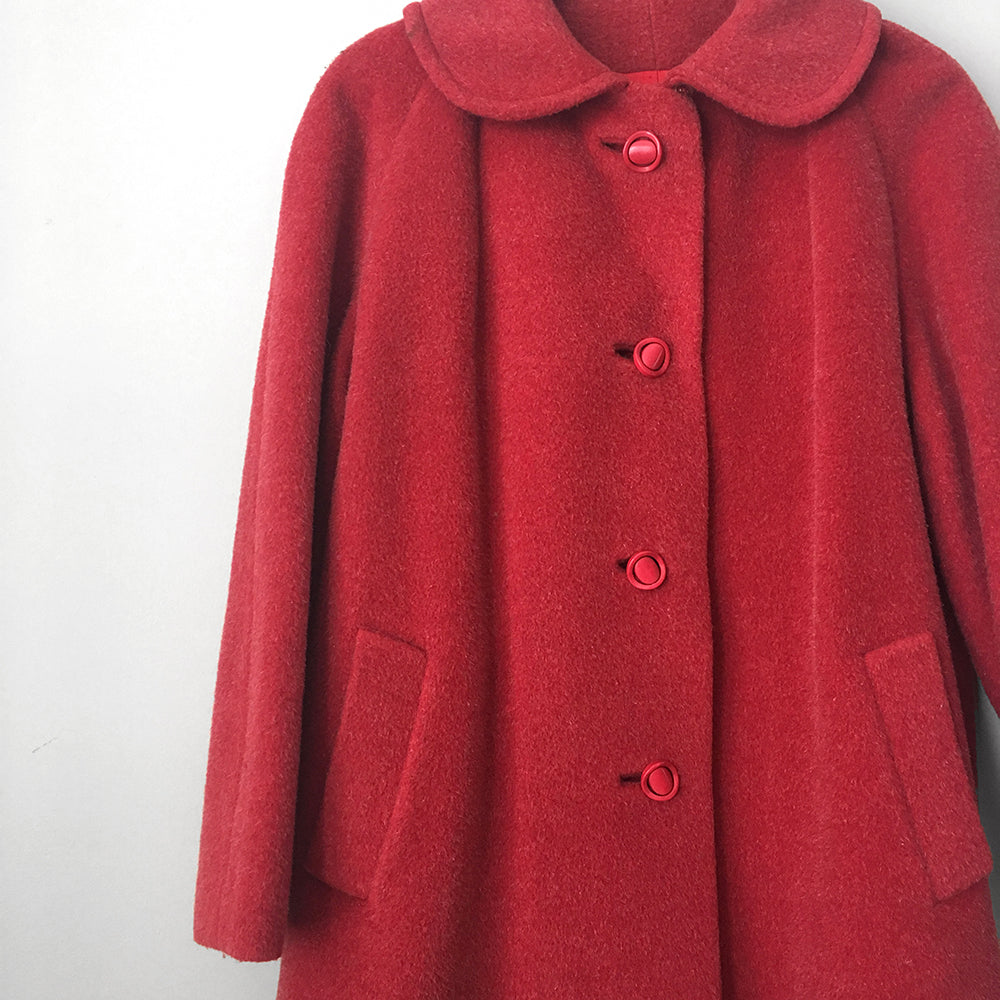 Red Alpaca Wool Made in England Coat