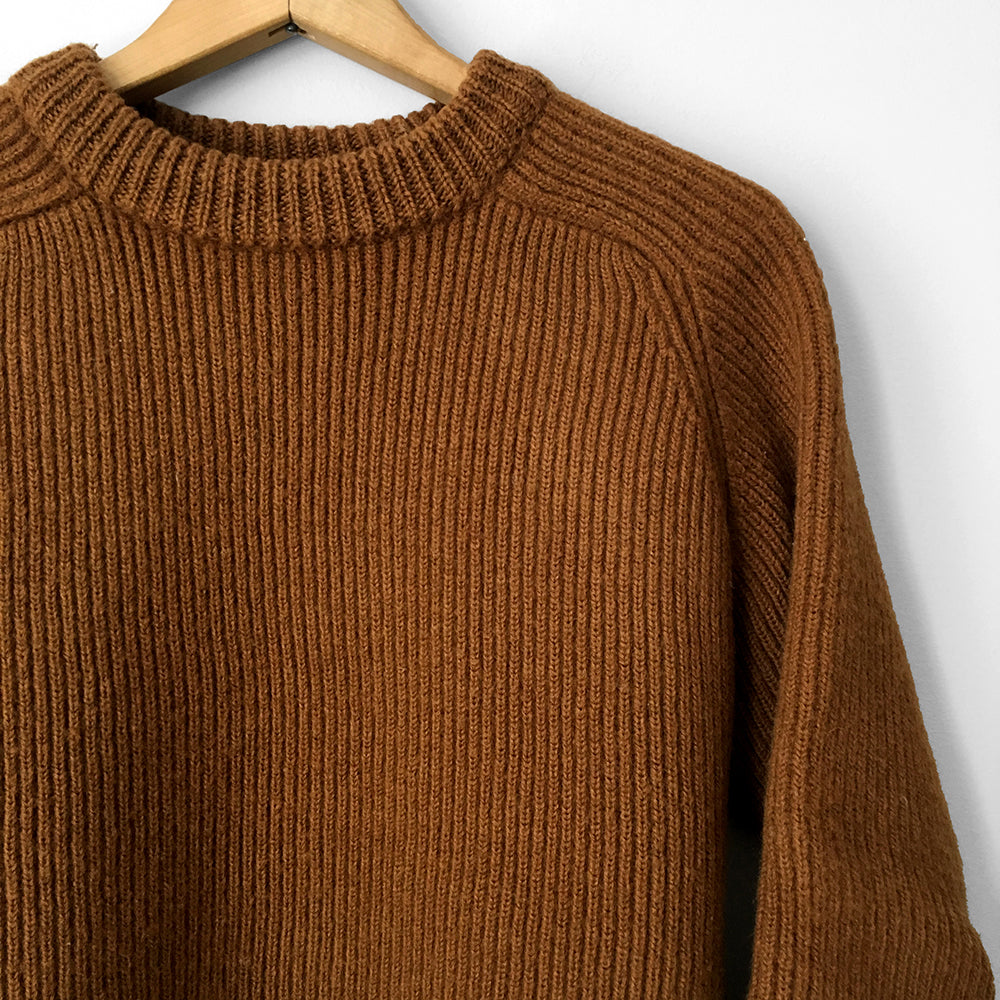 1960s EATON'S Rust Ribbed Crew-Neck Wool Knit Sweater