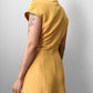 1990s Made in Germany Yellow Button-Front Mandarin Collar Dress