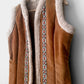 1970s Faux-Fur Lined Brown Velour Ribbon Vest
