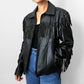 1970s Black Fringe Leather Biker Jacket