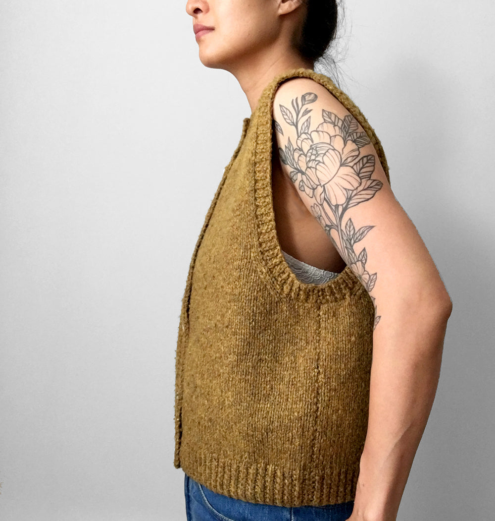 Handmade Gold Button-Front Sweater Vest