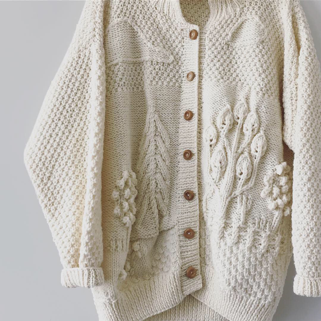 Cream Soft Happy Home Handmade Knit Cardigan