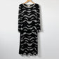1980s Black and White Midi-Length Beaded Shift Dress