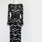 1980s Black and White Midi-Length Beaded Shift Dress