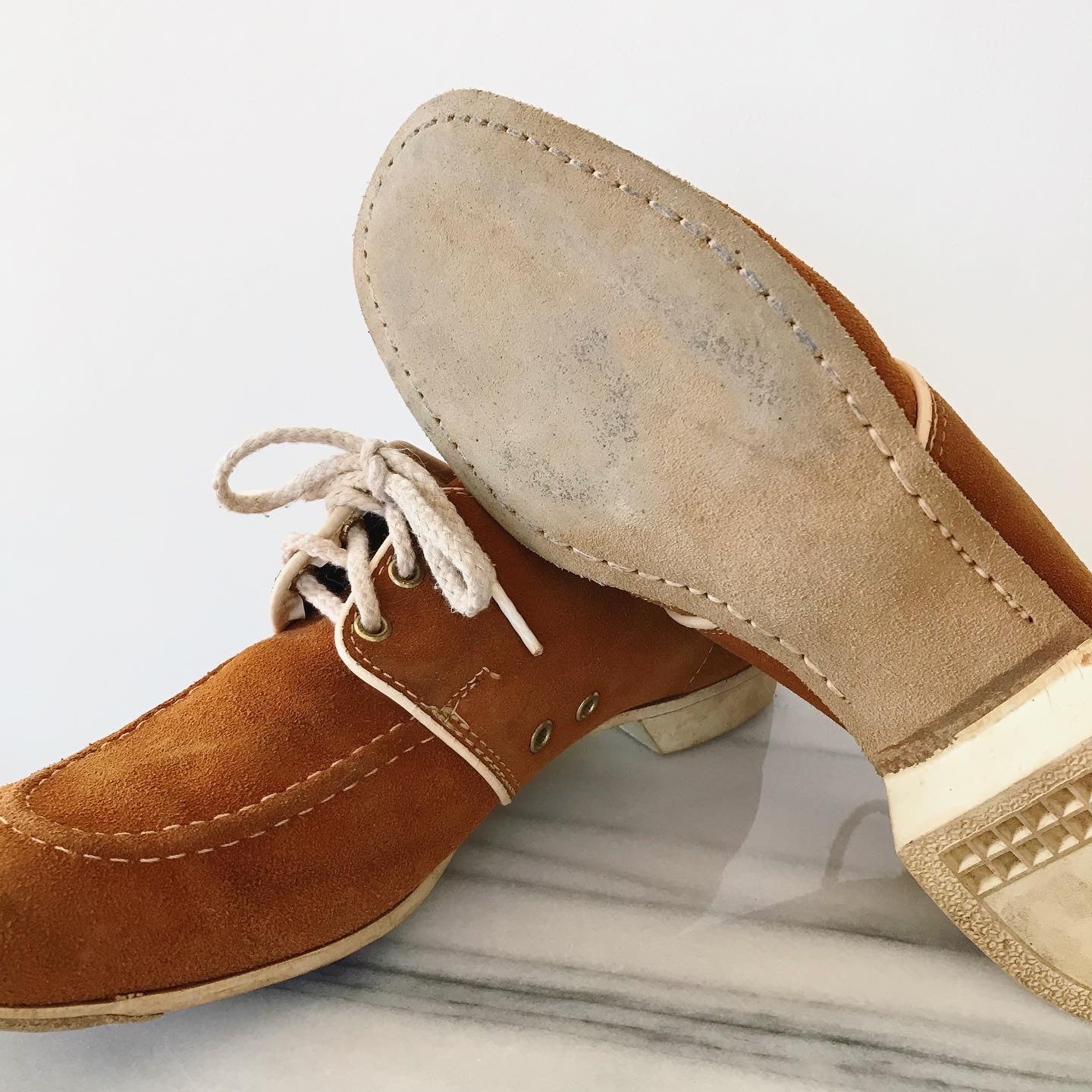 1960s Tobacco Brown Suede Lace-Up Soft-Soled Leather Lace-Up Shoe