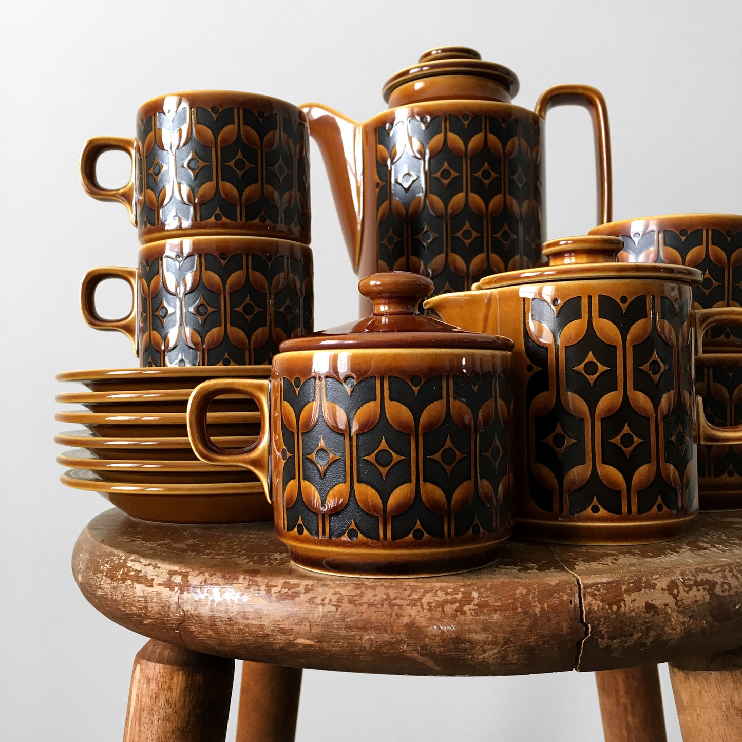 1960s MCM Mid-Century Modern Hornsea Drinkware Set