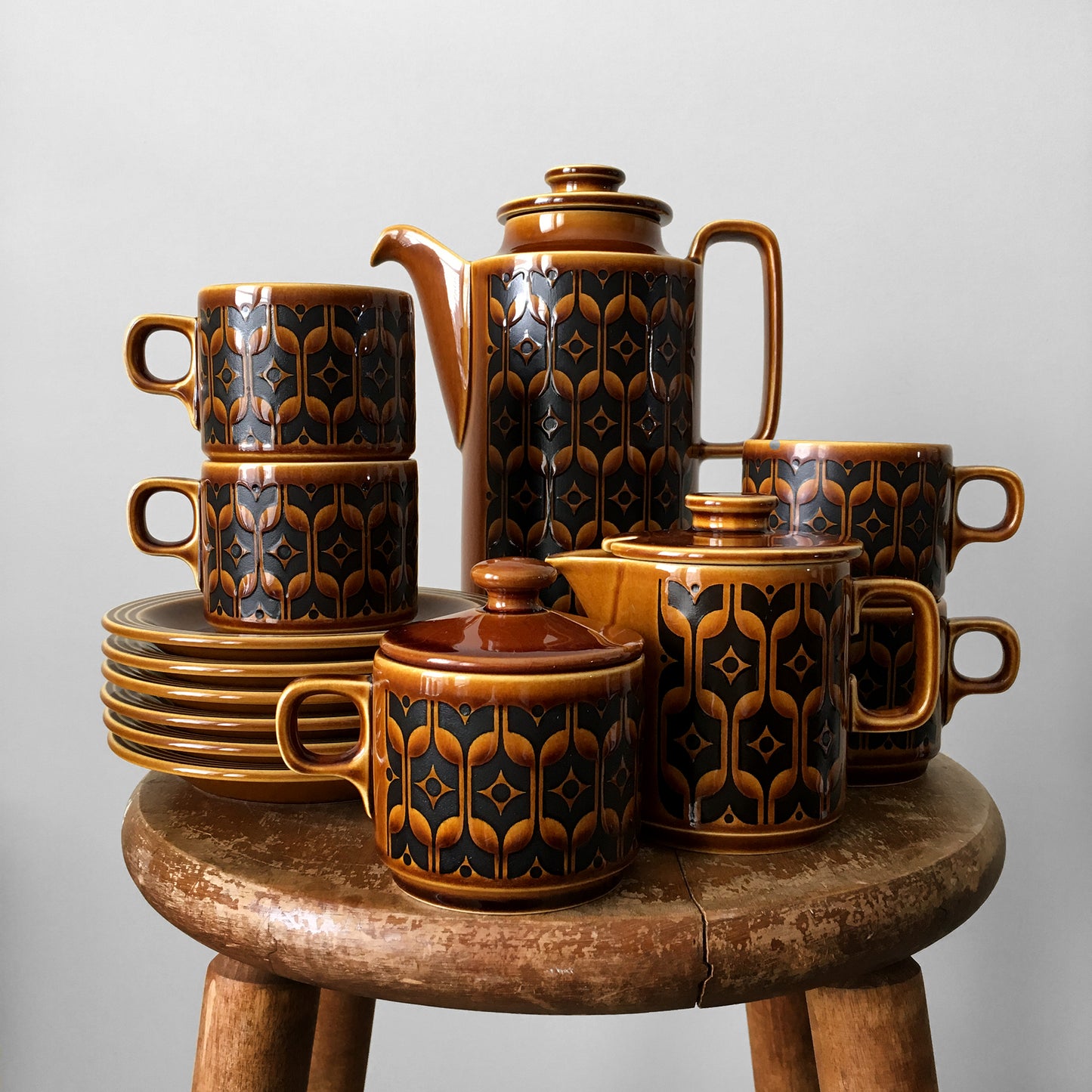 1960s MCM Mid-Century Modern Hornsea Drinkware Set