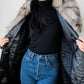 1970s Black High Quality Leather Long Belted Quilted Lining Fur Collar Coat - S/M