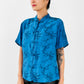 1980s Blue Silk Cheongsam Tone-On-Tone Floral Top