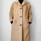 1950s-1960s Made in England Tan Camel Wool Leather Button Shift Coat - Sz. S