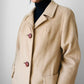 1950s-1960s Made in England Tan Camel Wool Leather Button Shift Coat - Sz. S