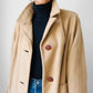 1950s-1960s Made in England Tan Camel Wool Leather Button Shift Coat - Sz. S