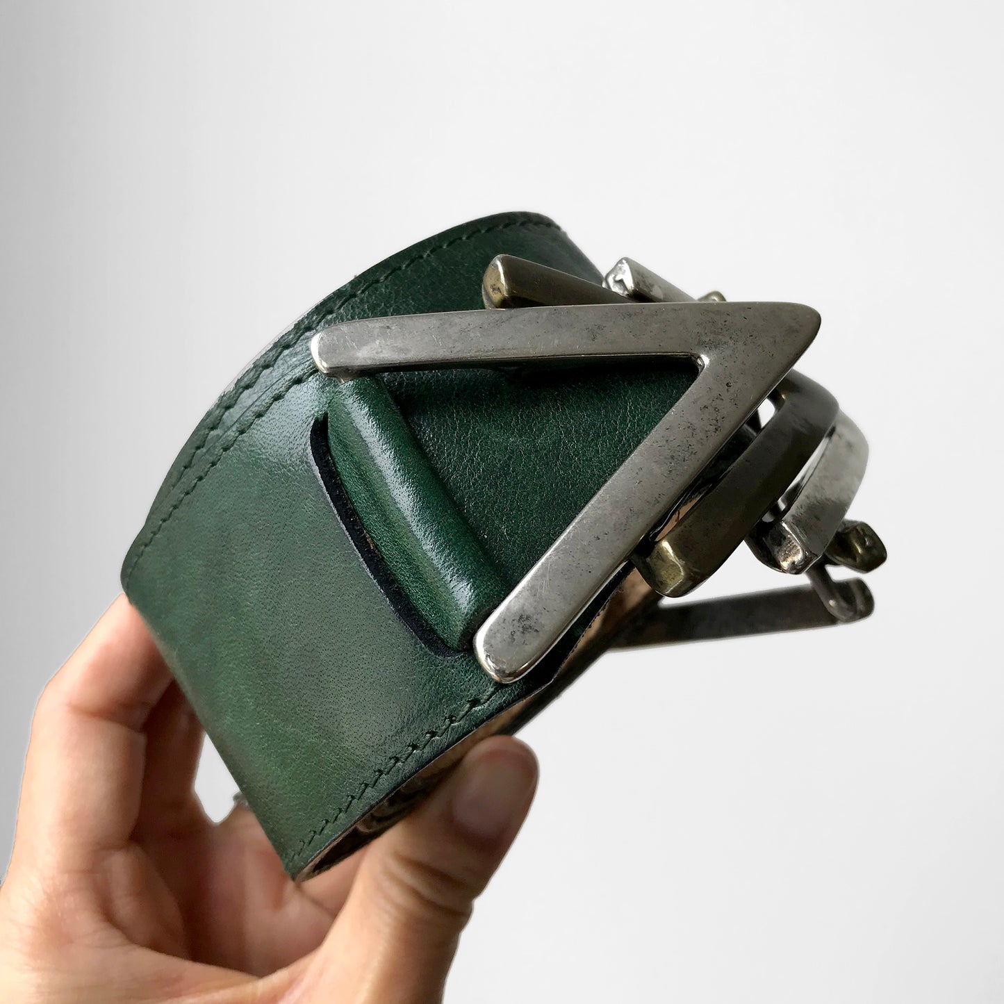 1980s Green Leather Belt