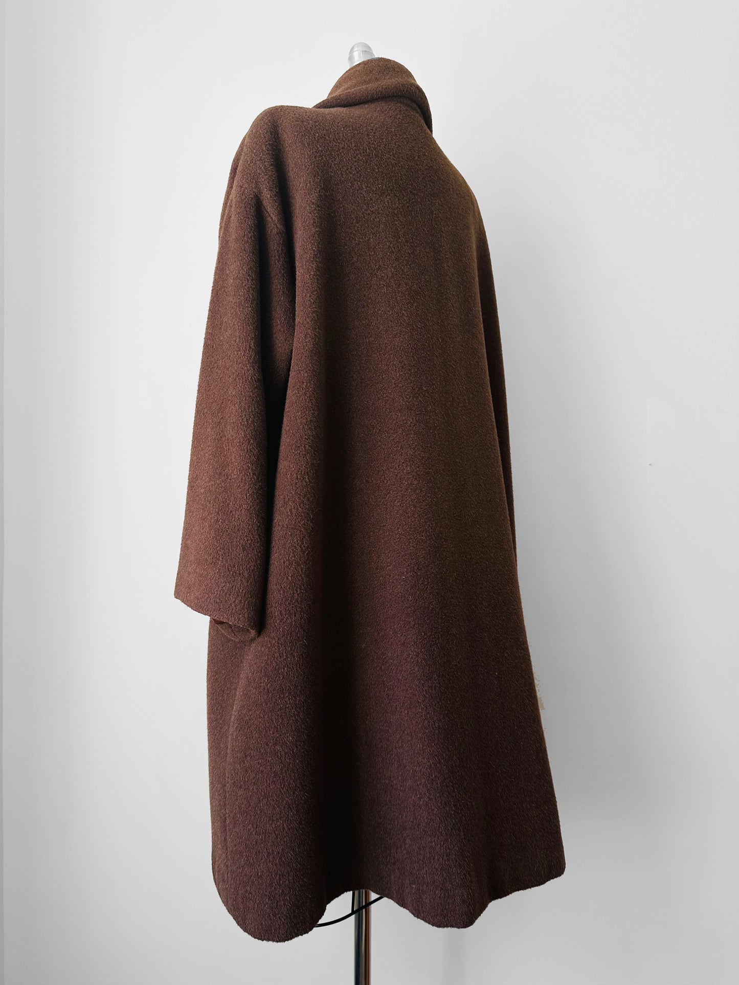 1980s - 1990s Milk Chocolate Brown Soft Alpaca Wool A-Line Dress Coat - S/M/L