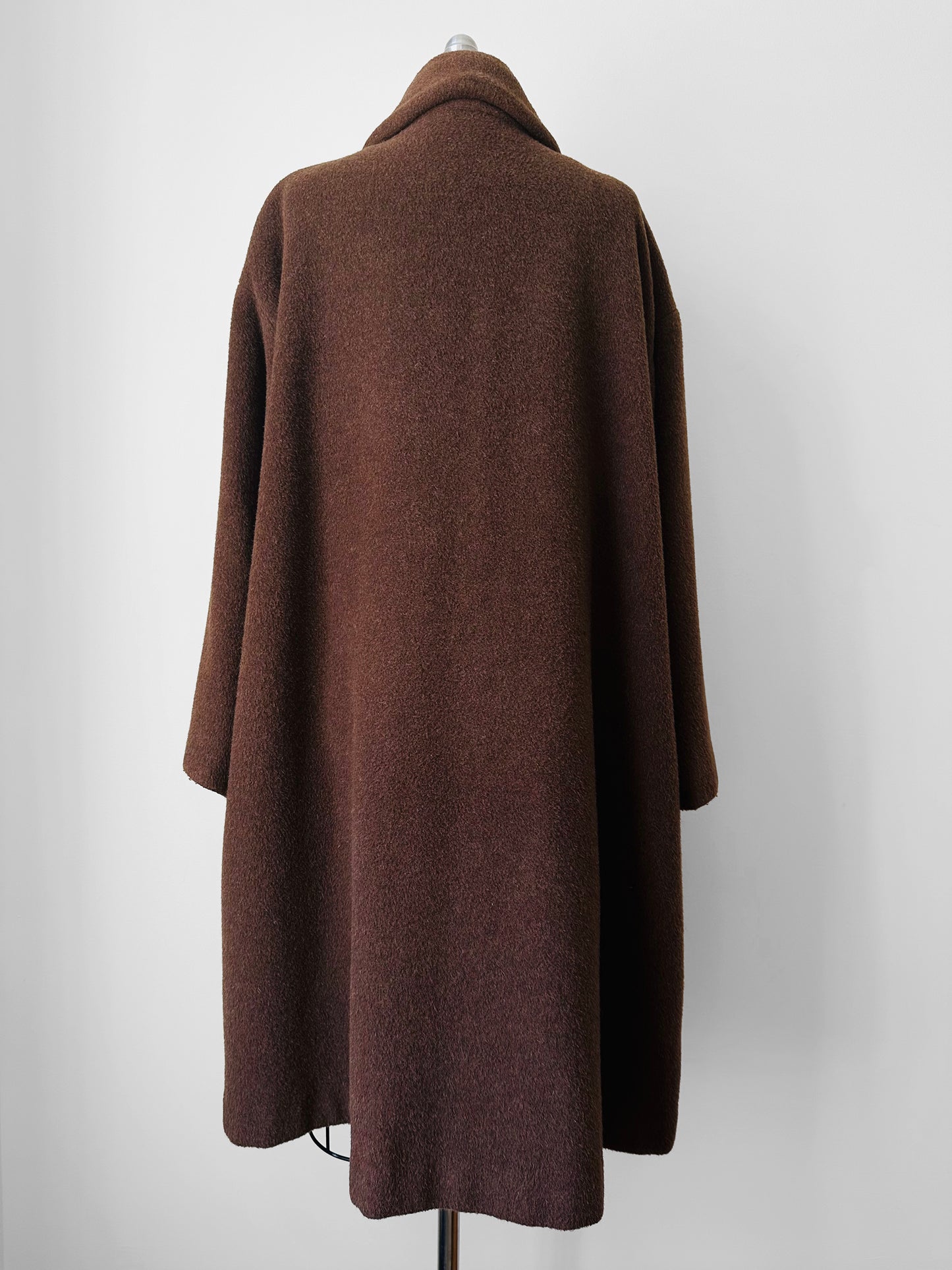 1980s - 1990s Milk Chocolate Brown Soft Alpaca Wool A-Line Dress Coat - S/M/L