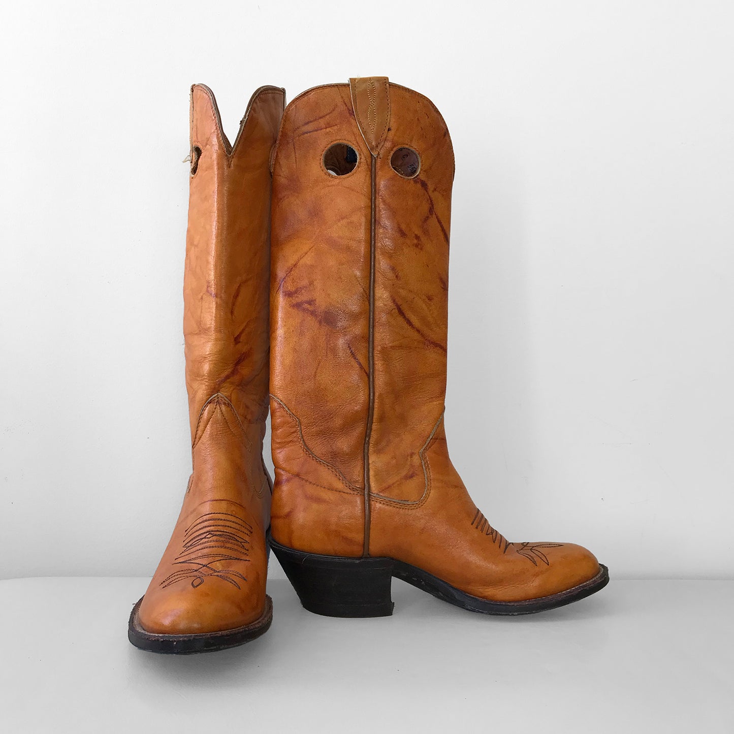 1970s Amber Knee-High South Western Leather Boots