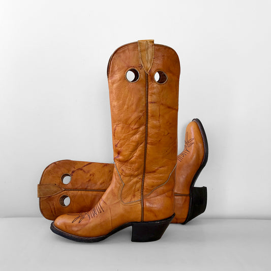 1970s Amber Knee-High South Western Leather Boots