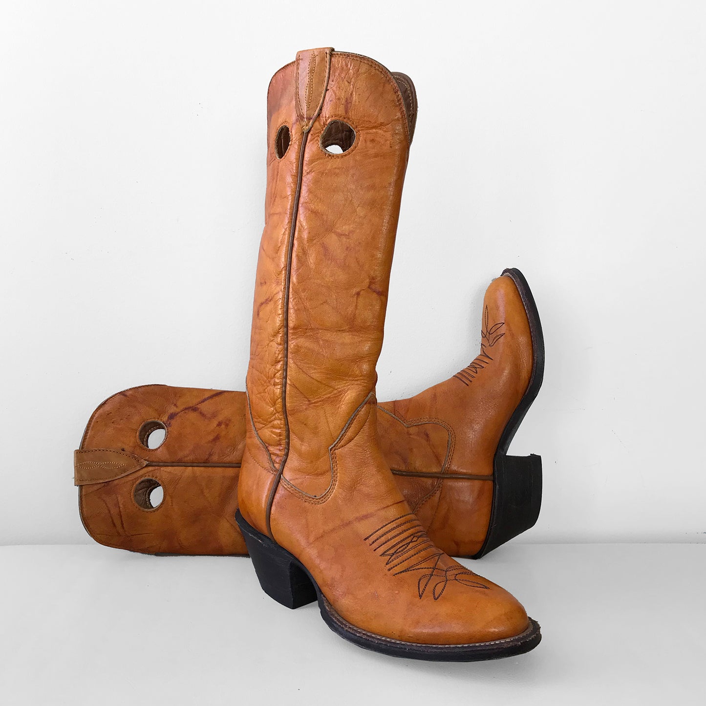 1970s Amber Knee-High South Western Leather Boots