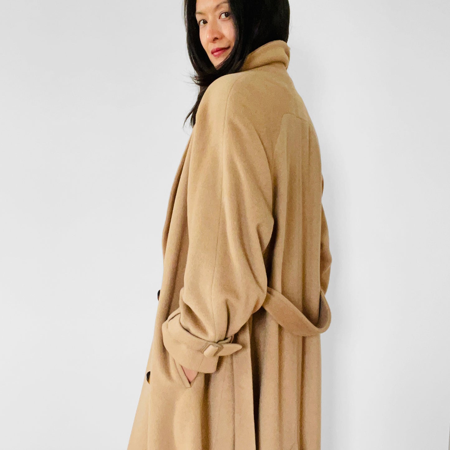 1980s Tan Camel Wool Belted Coat