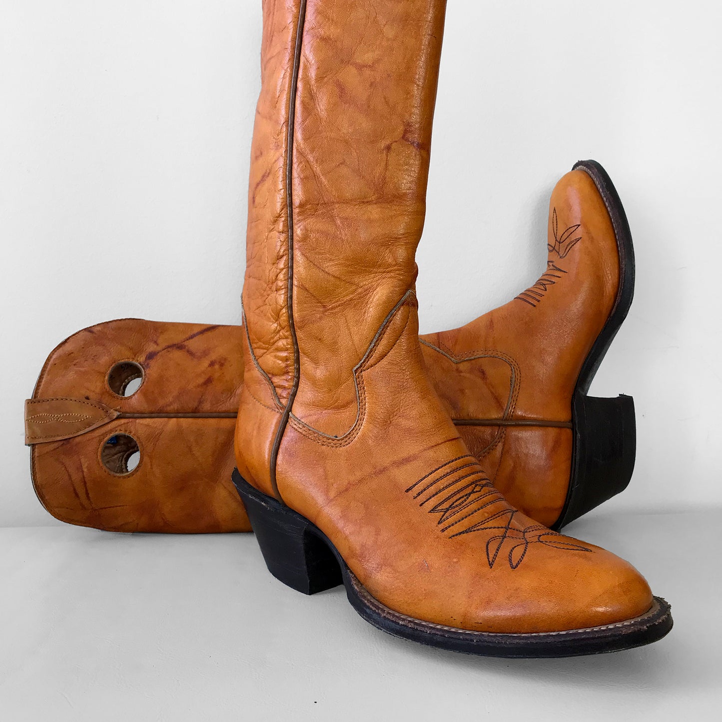 1970s Amber Knee-High South Western Leather Boots