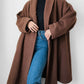 1980s - 1990s Milk Chocolate Brown Soft Alpaca Wool A-Line Dress Coat - S/M/L