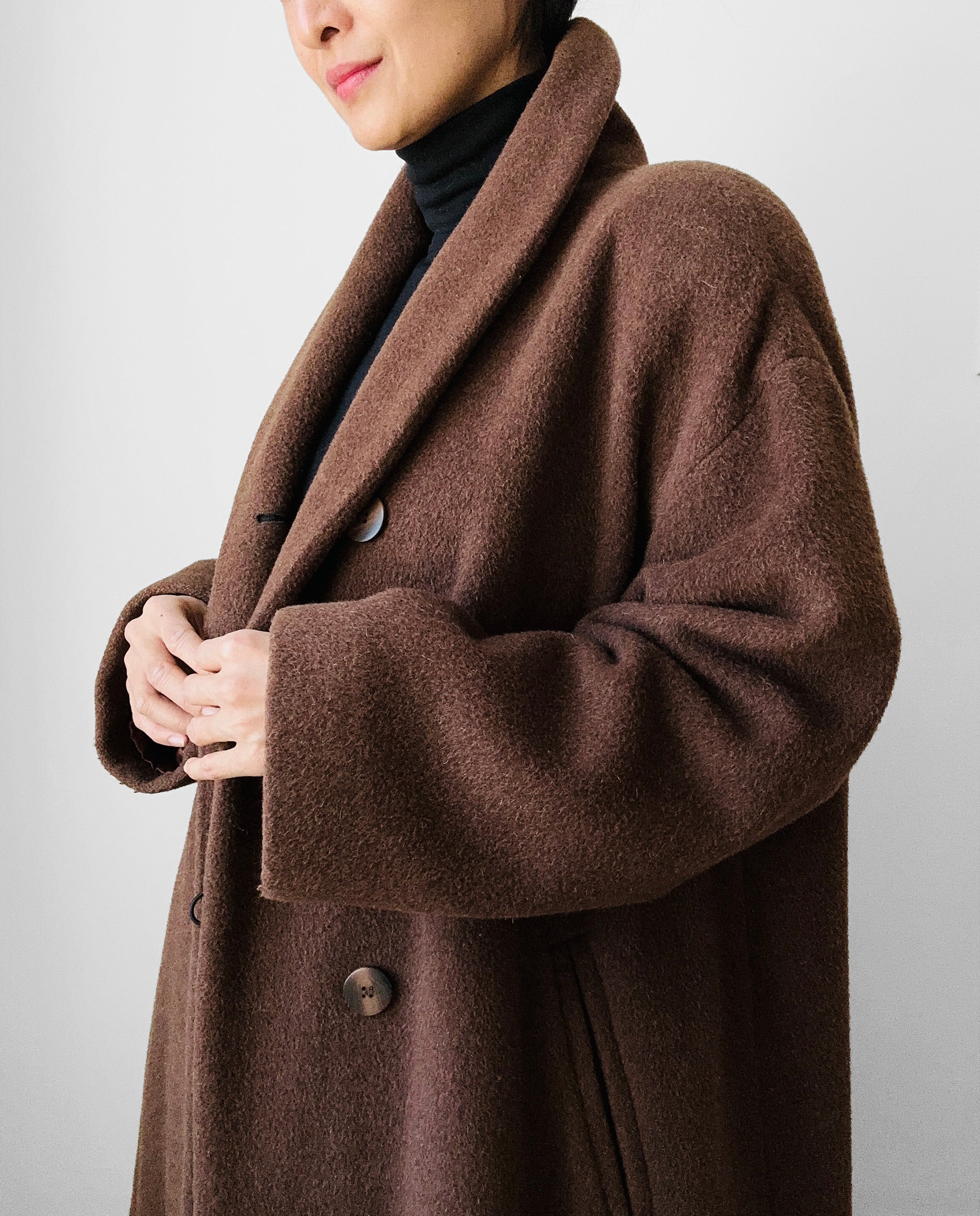 1980s - 1990s Milk Chocolate Brown Soft Alpaca Wool A-Line Dress Coat ...