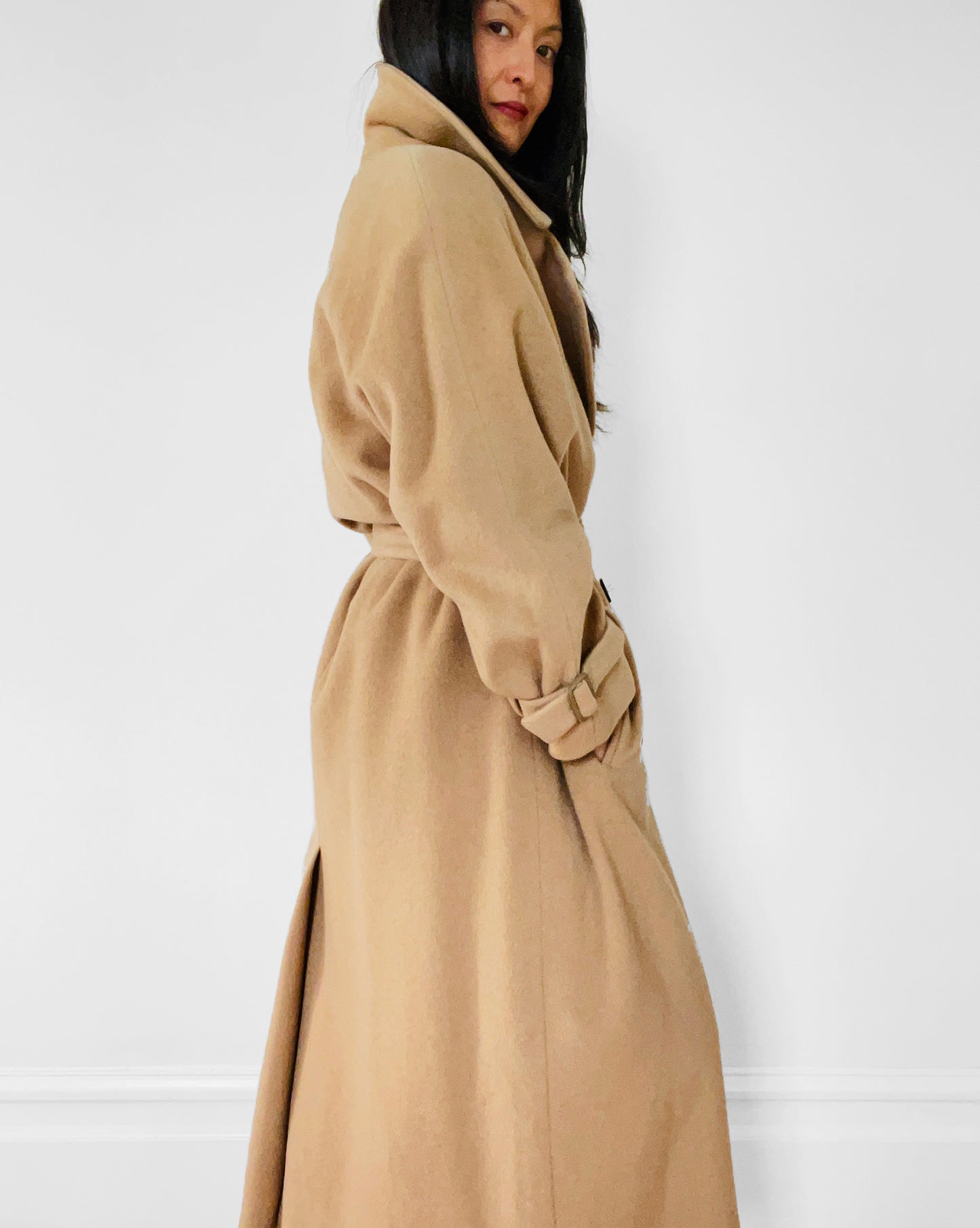 1980s Tan Camel Wool Belted Coat