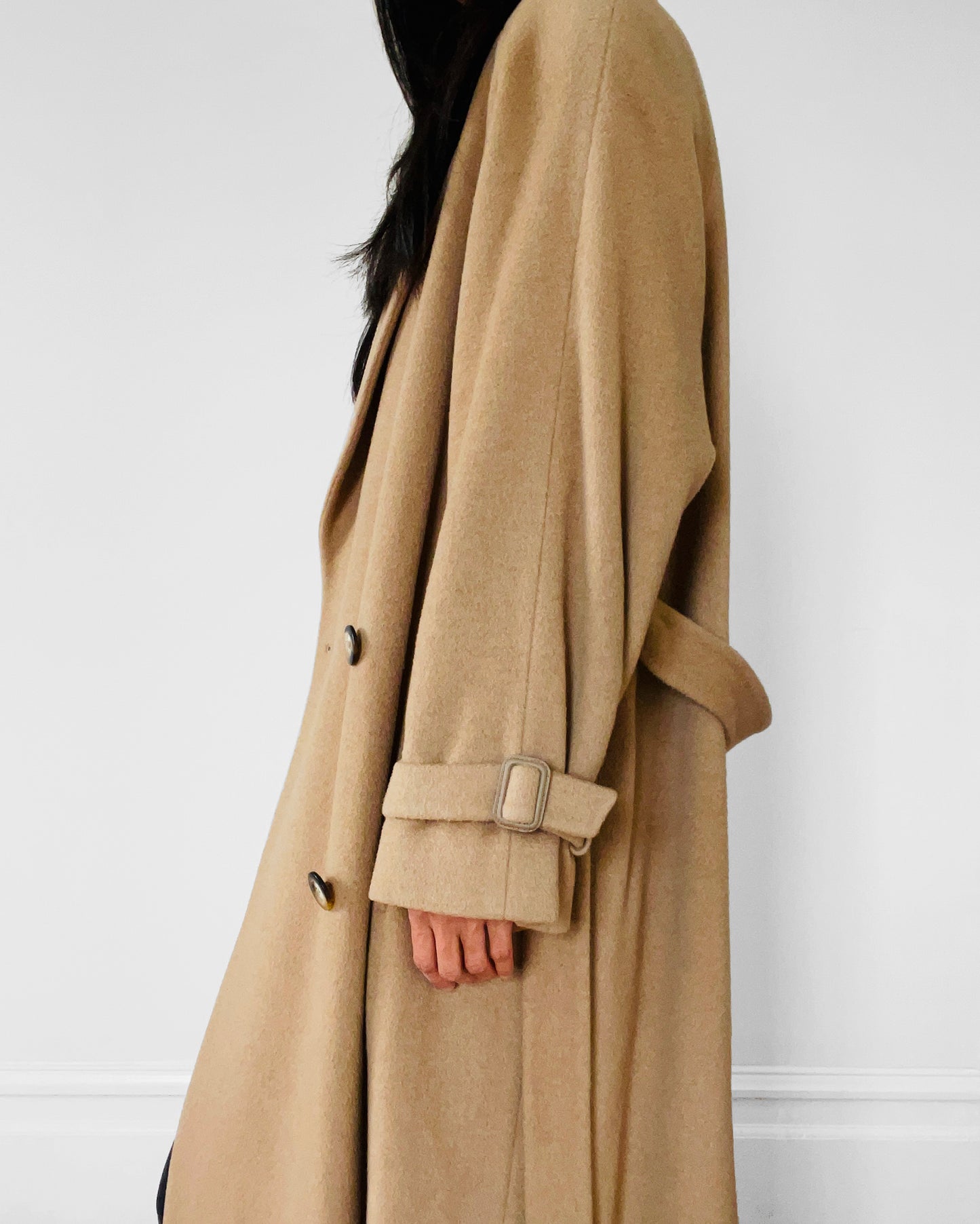 1980s Tan Camel Wool Belted Coat