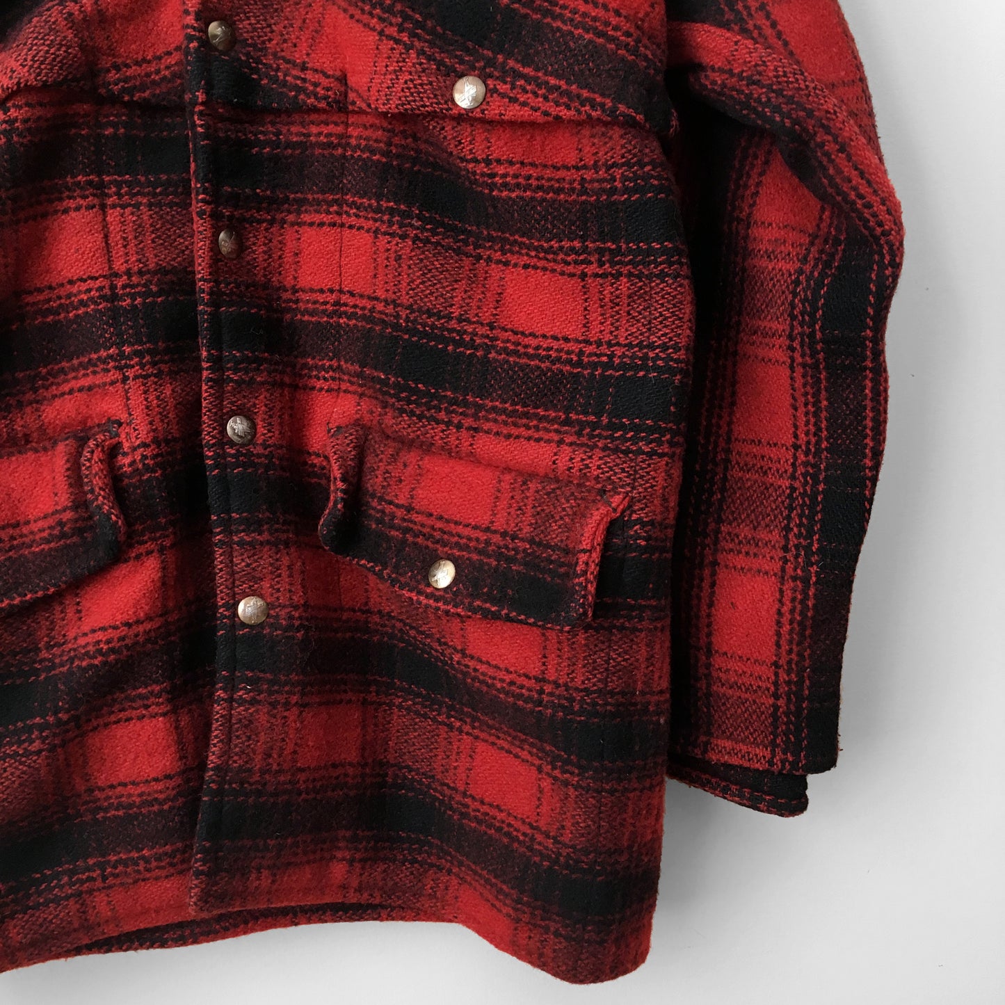 Red and Black Plaid Snap Button Lumberjack Jacket