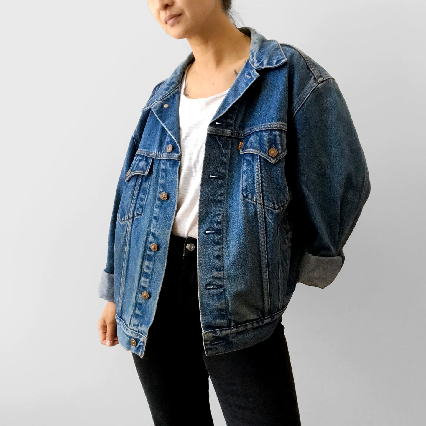 Well-Worn Soft Trucker-Style Orange-Tab Levi's Denim Jean Jacket