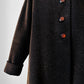 1940s Dark Brown Long Heavy Wool A-Line Dress Coat - S/M