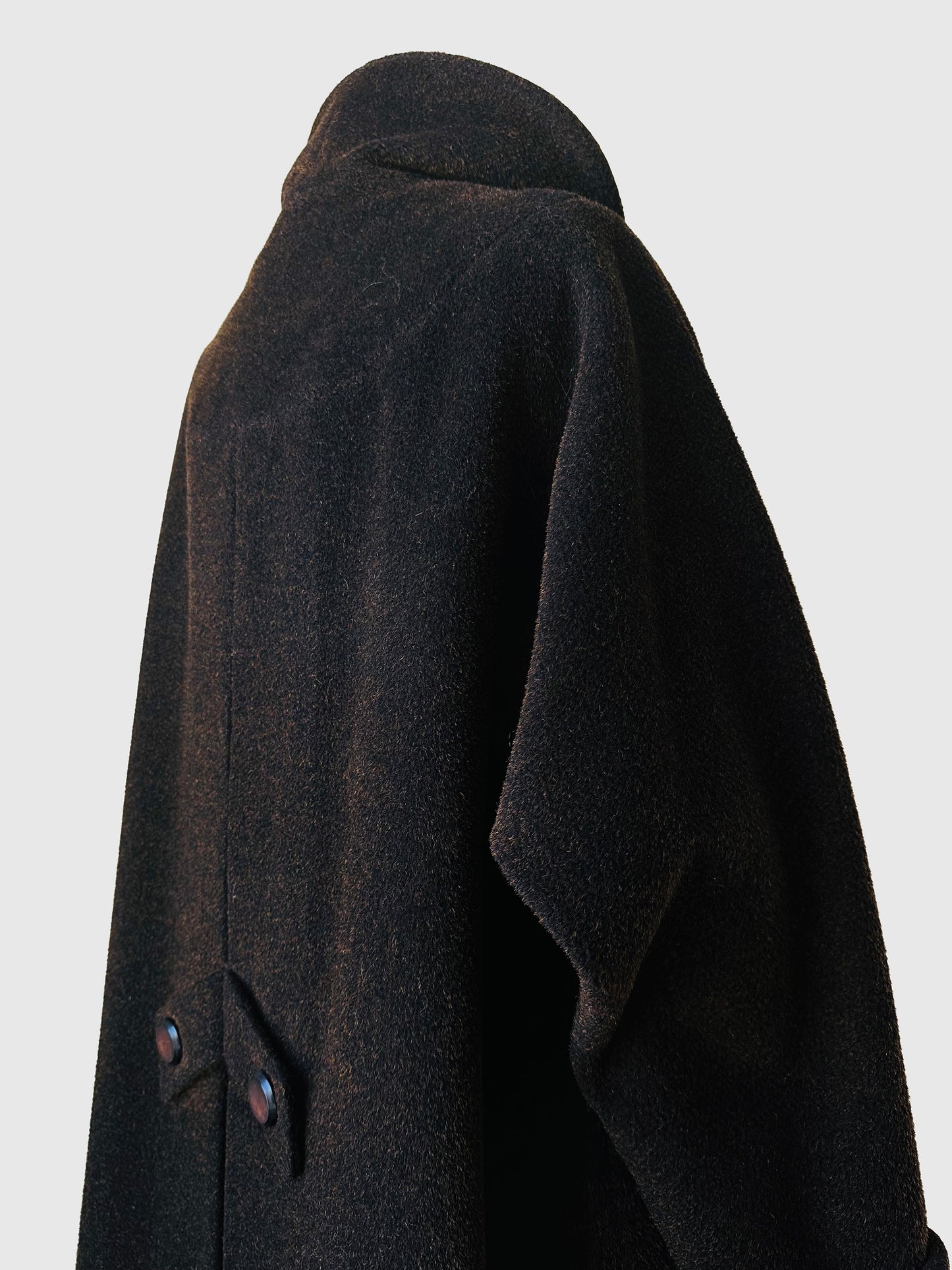 1940s Dark Brown Long Heavy Wool A-Line Dress Coat - S/M