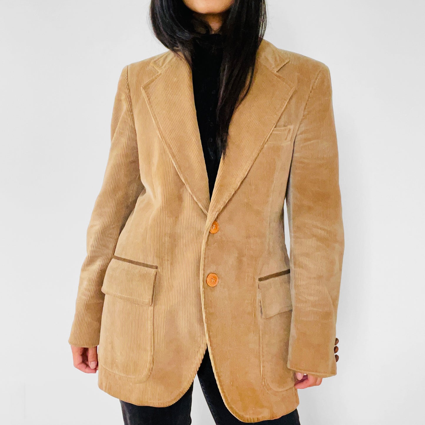 1970s Tan Corduroy Relaxed Fit Blazer Jacket