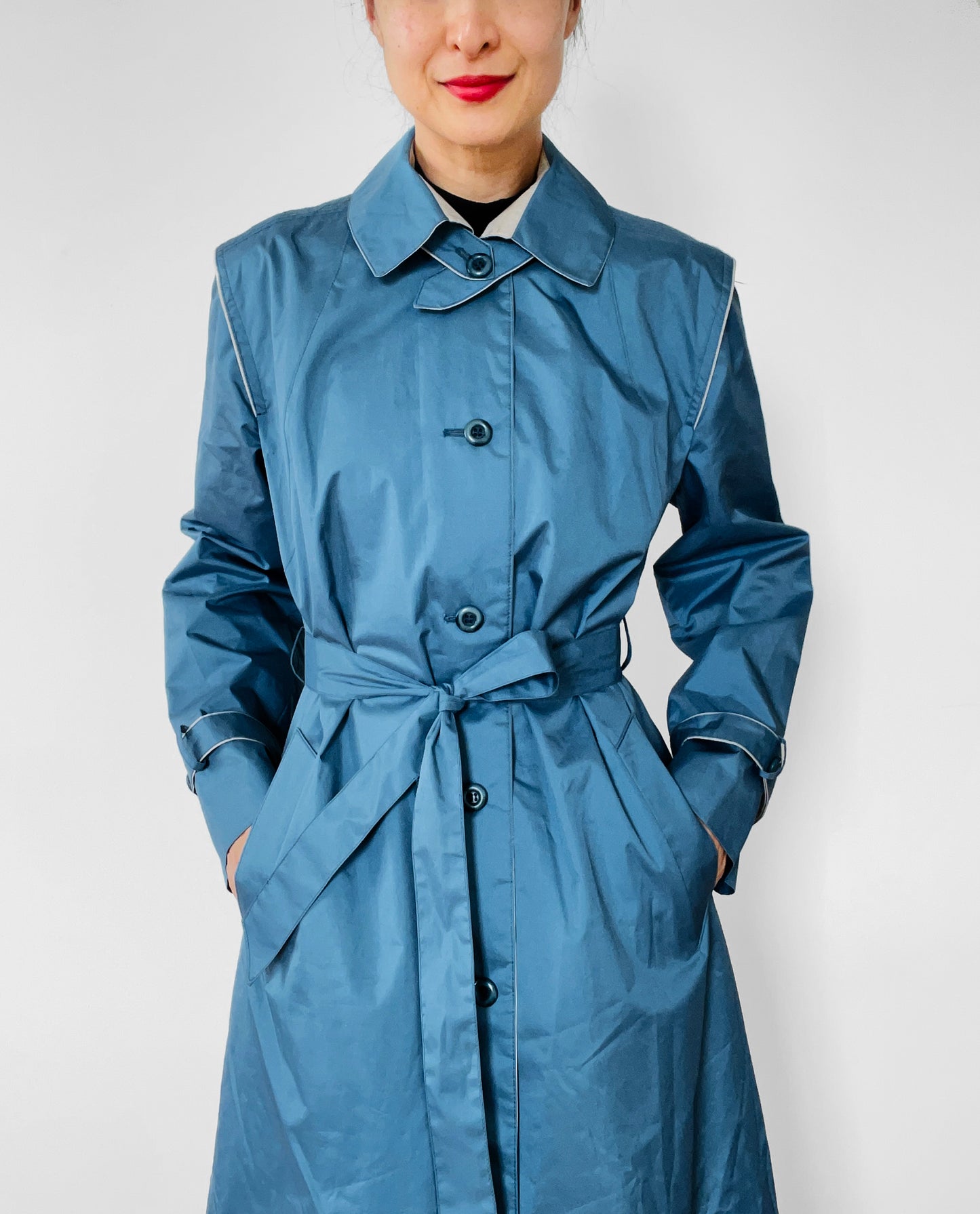 1970s Blue Made in Canada Belted Spring Trench