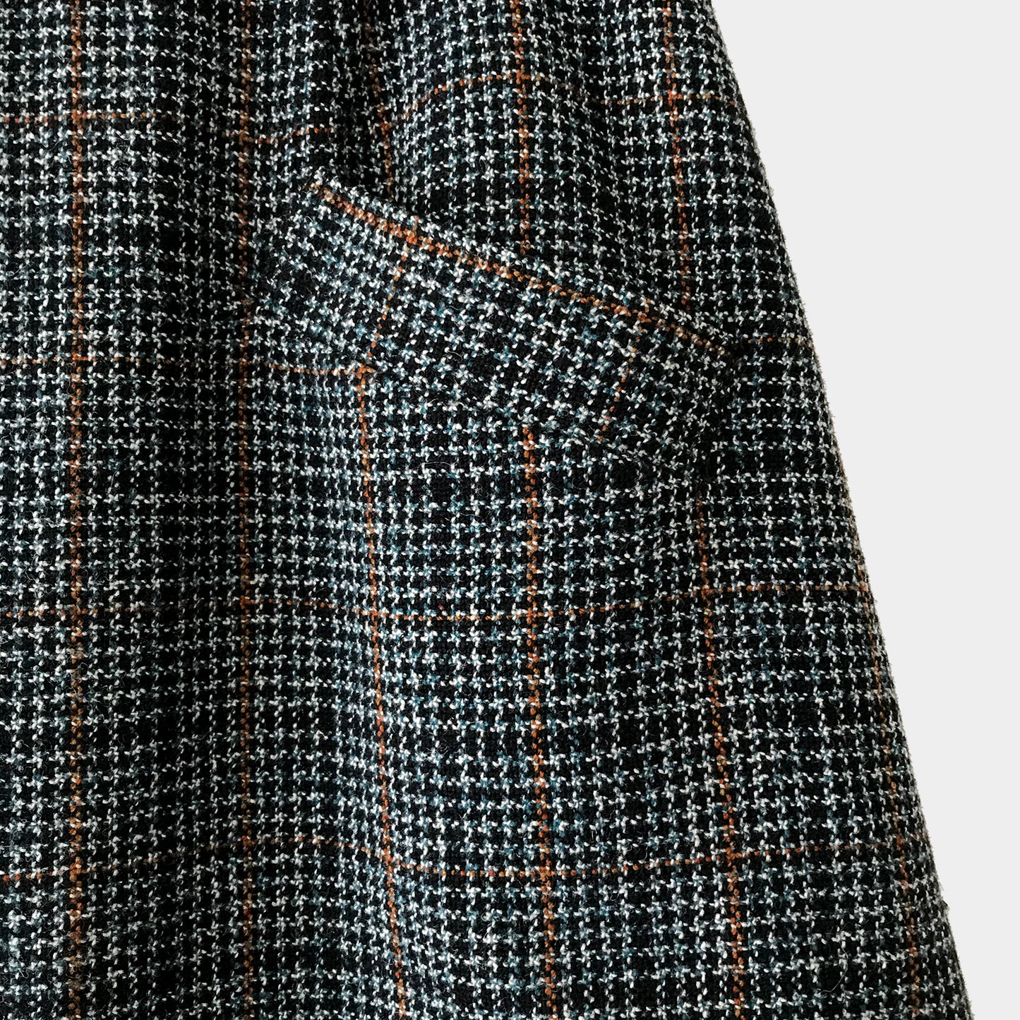 1940s Wool Tweed Houndstooth A-line Lined Knee-Length Skirt