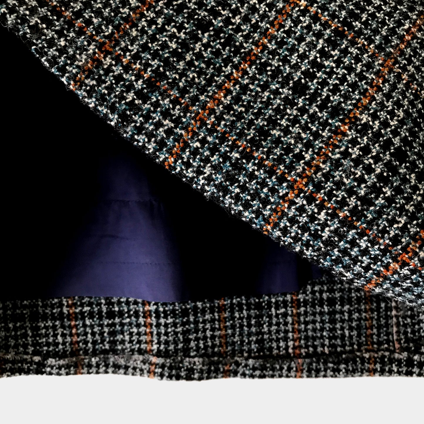 1940s Wool Tweed Houndstooth A-line Lined Knee-Length Skirt