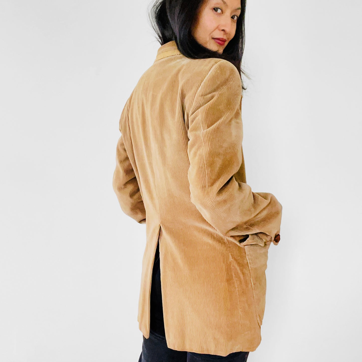 1970s Tan Corduroy Relaxed Fit Blazer Jacket