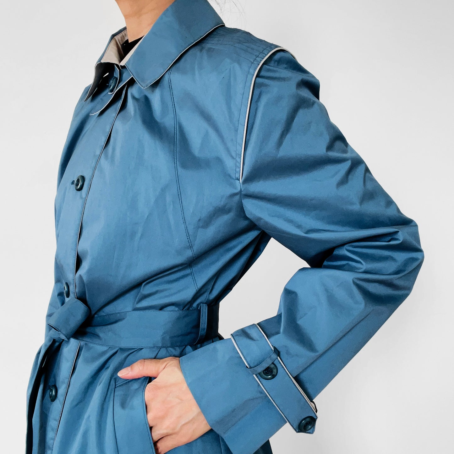 1970s Blue Made in Canada Belted Spring Trench