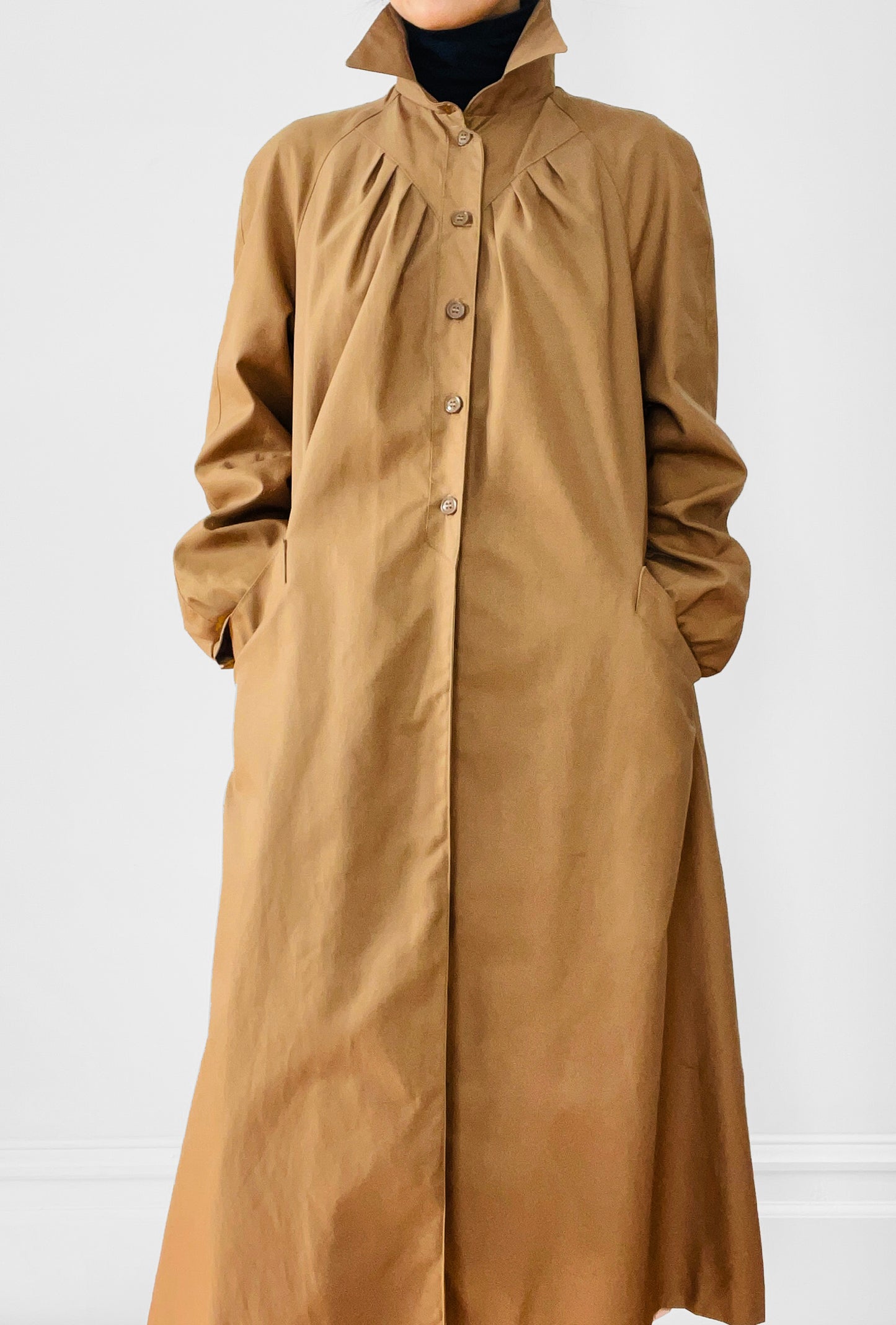 1960s - 1970s Pleated A-Line Trench Coat