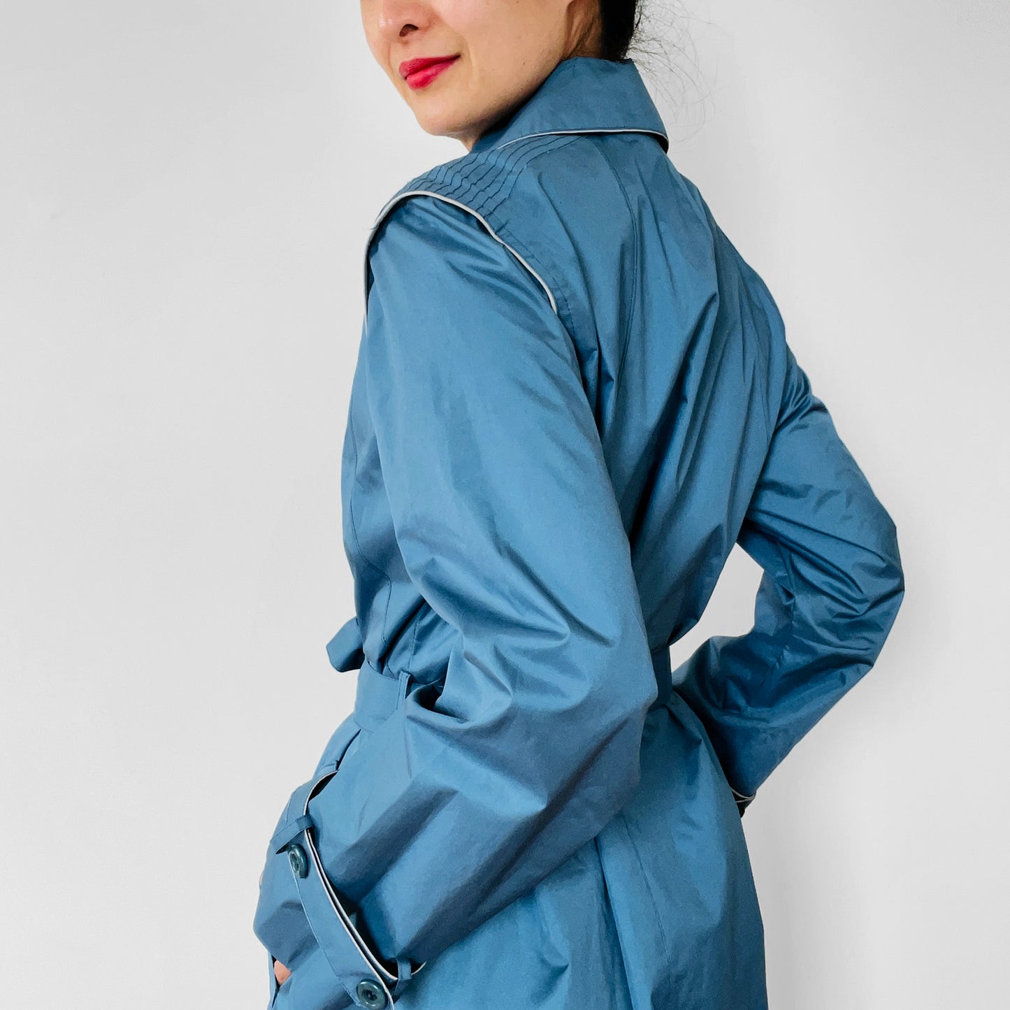 1970s Blue Made in Canada Belted Spring Trench