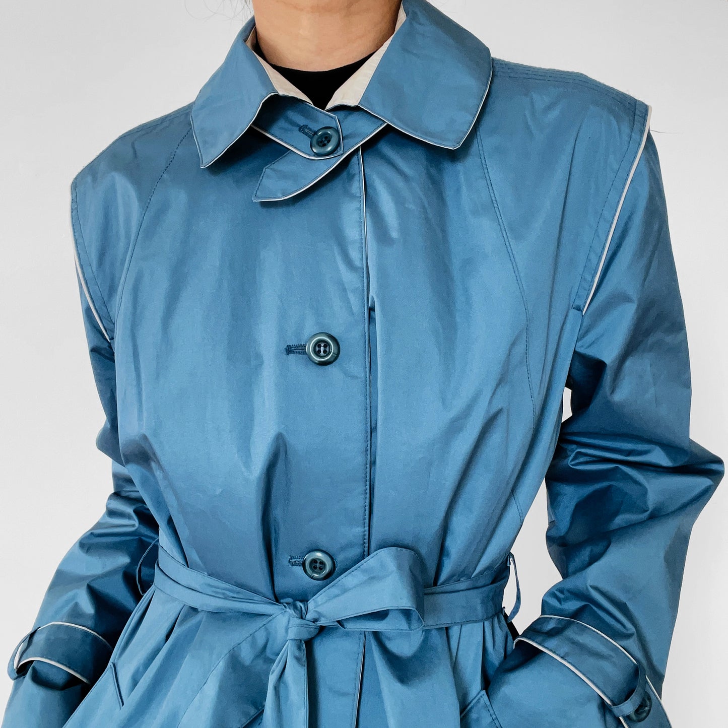 1970s Blue Made in Canada Belted Spring Trench