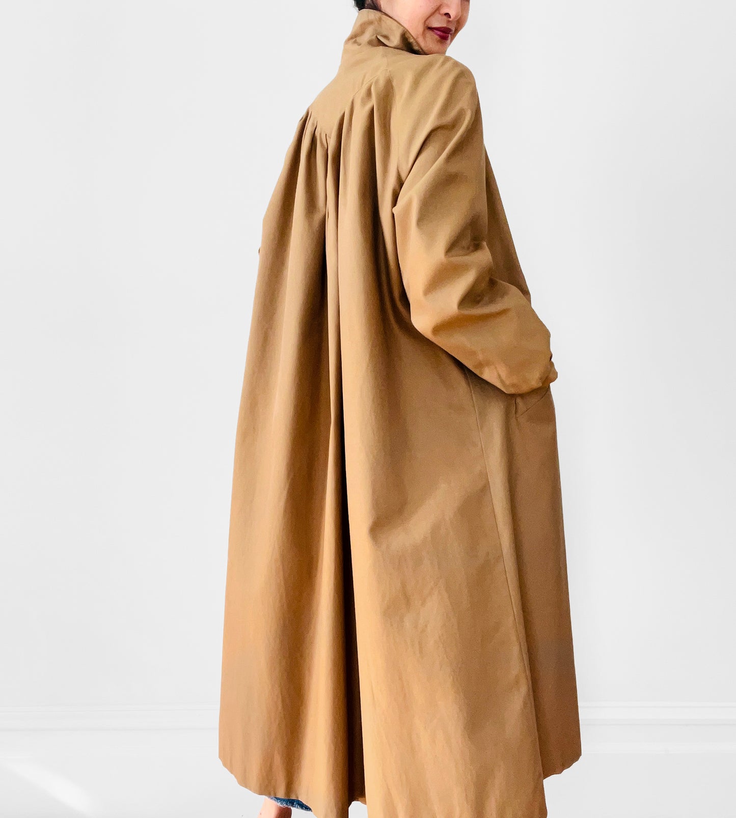 1960s - 1970s Pleated A-Line Trench Coat