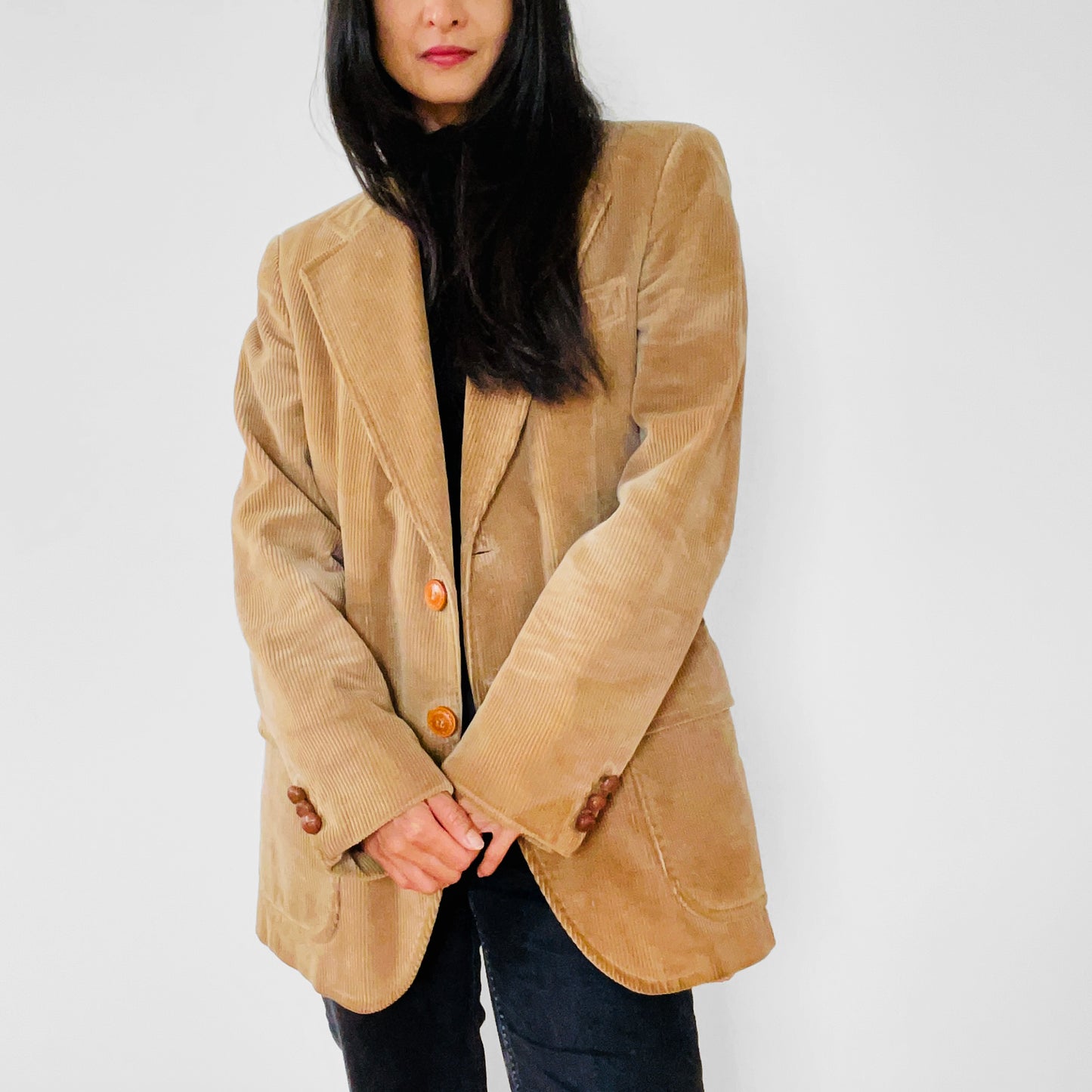 1970s Tan Corduroy Relaxed Fit Blazer Jacket