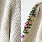 1970s Floral Embroidered Knit Puff-Sleeve Wool Cardigan