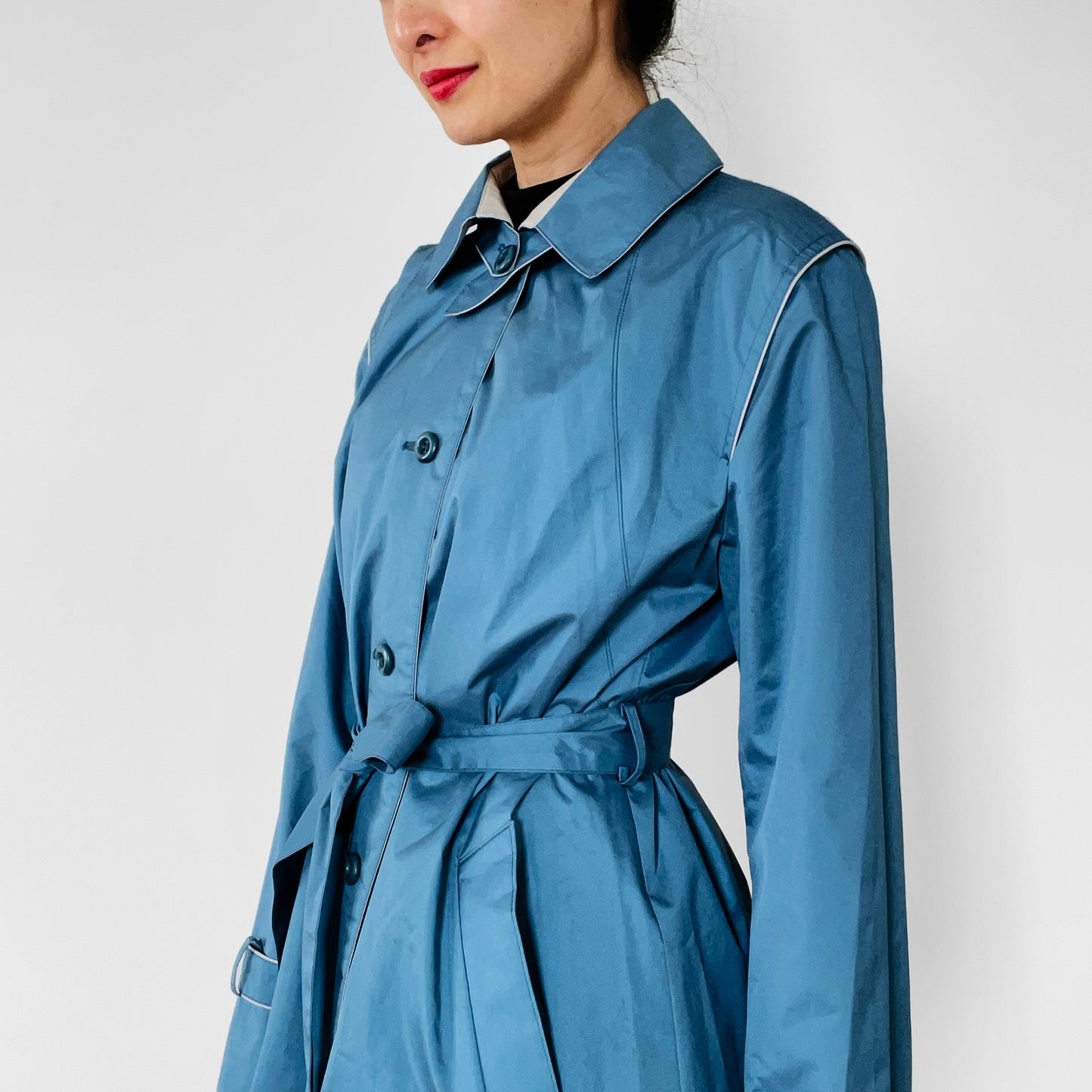 1970s Blue Made in Canada Belted Spring Trench