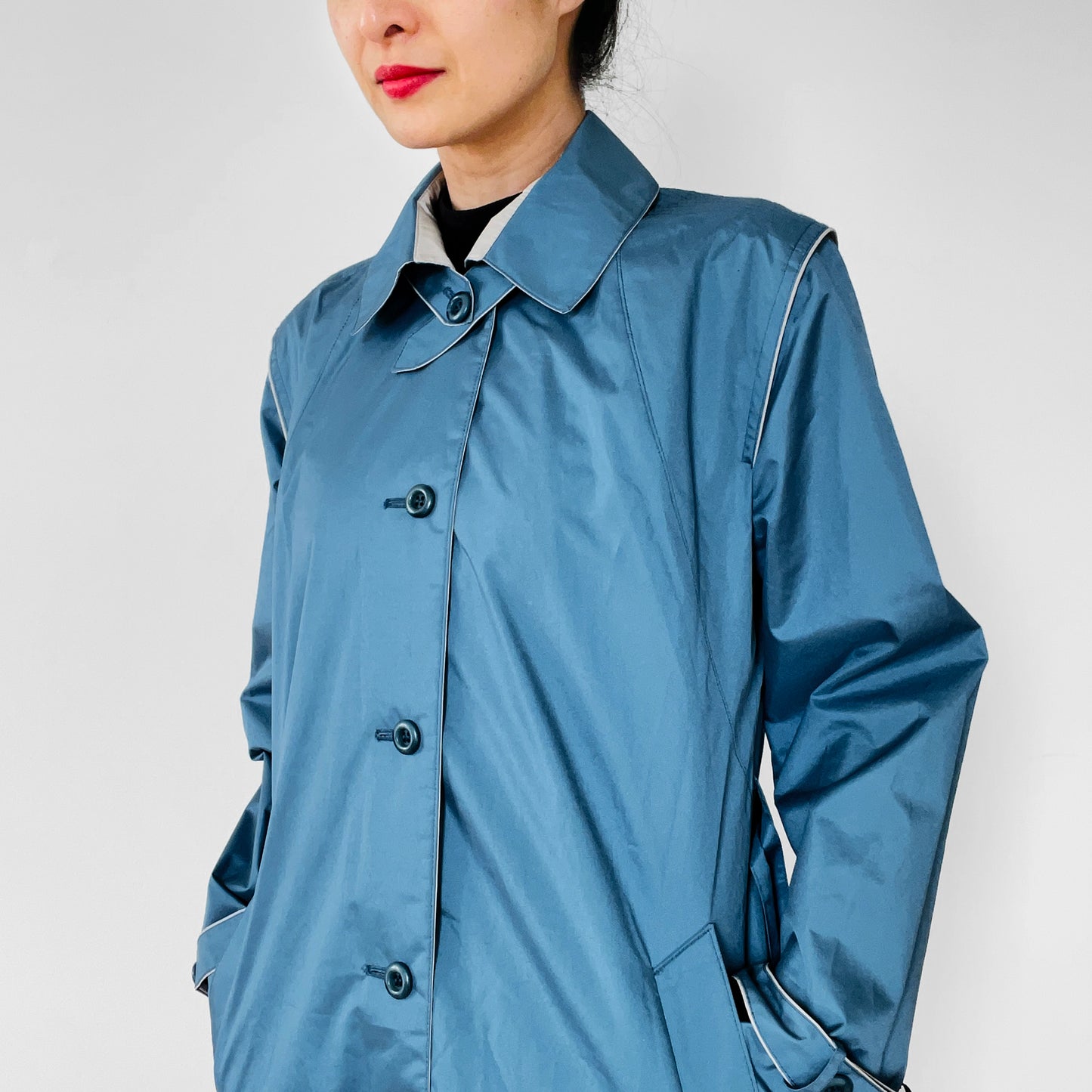 1970s Blue Made in Canada Belted Spring Trench