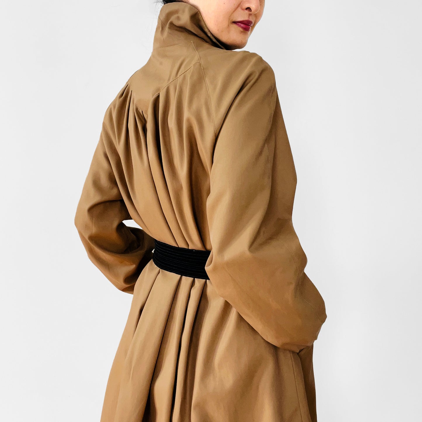 1960s - 1970s Pleated A-Line Trench Coat